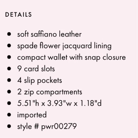 KATE SPADE PAPER BOATS SPENCER WALLET IN SQUID INK NAVY & WHITE LEATHER ZIP SNAP - Picture 4 of 6